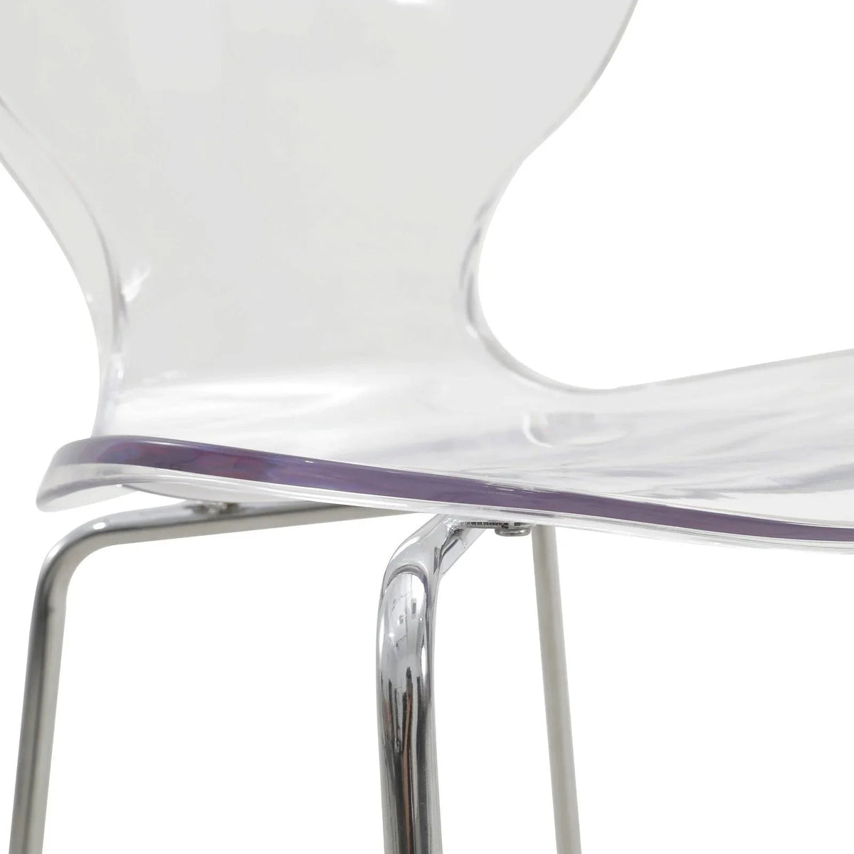 Oyster Mid-Century Modern Acrylic Barstool with Steel Frame in Chrome Finish Set of 2 - Elax Furniture