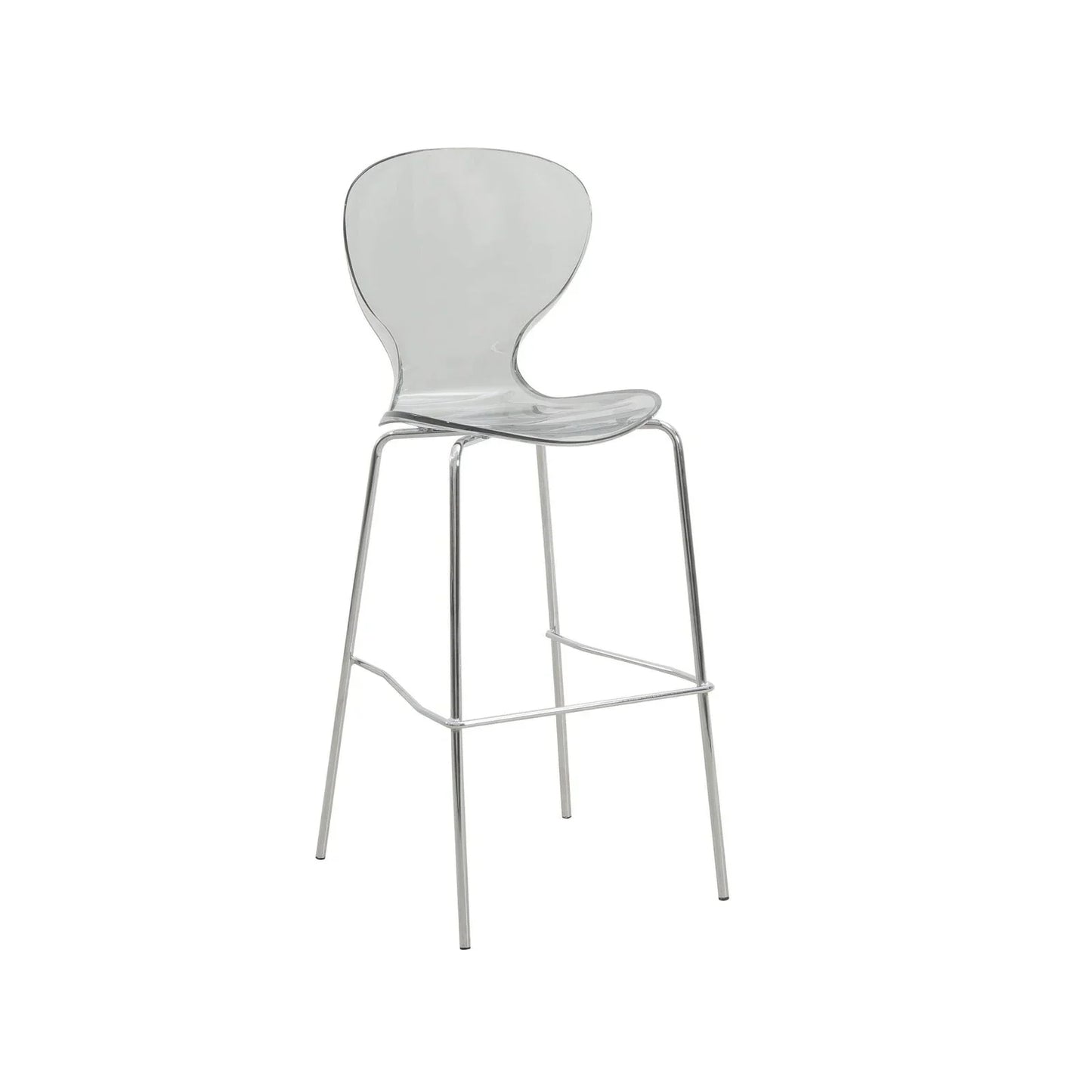 Oyster Mid-Century Modern Acrylic Barstool with Steel Frame in Chrome Finish for Kitchen and Dining Room - Elax Furniture