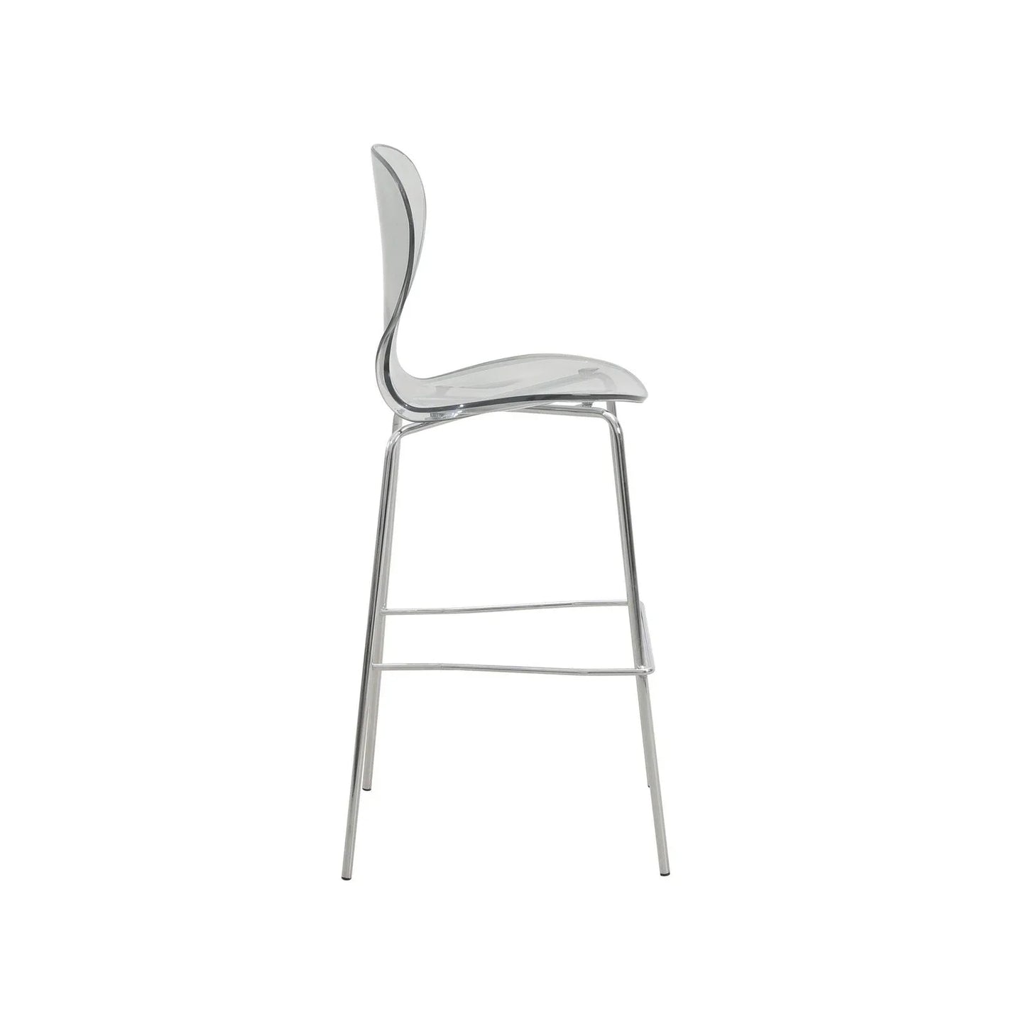 Oyster Mid-Century Modern Acrylic Barstool with Steel Frame in Chrome Finish for Kitchen and Dining Room - Elax Furniture