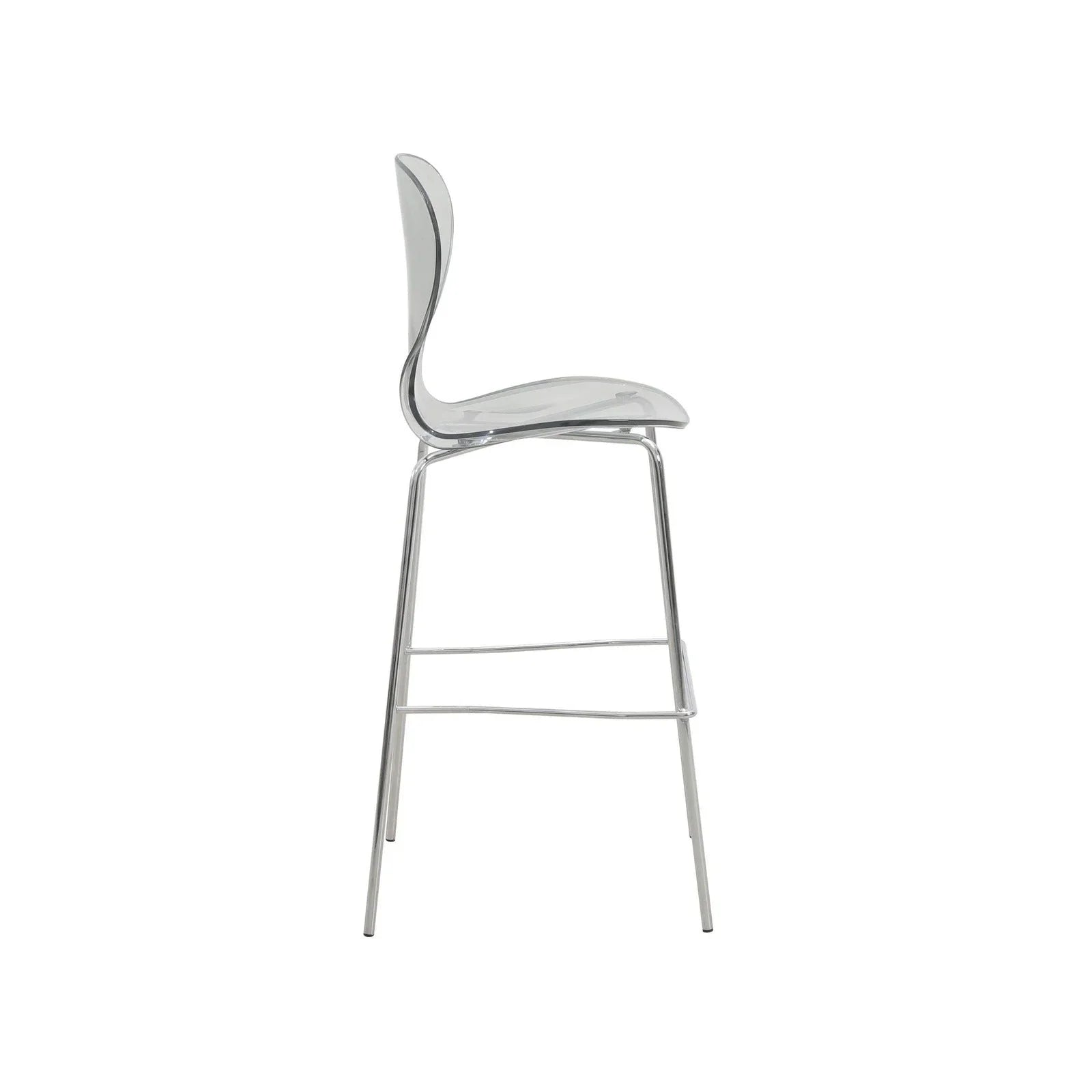 Oyster Mid-Century Modern Acrylic Barstool with Steel Frame in Chrome Finish for Kitchen and Dining Room - Elax Furniture