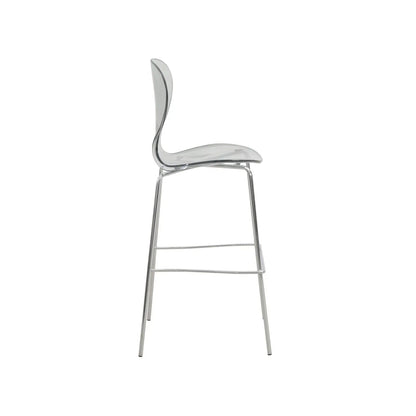 Oyster Mid-Century Modern Acrylic Barstool with Steel Frame in Chrome Finish for Kitchen and Dining Room - Elax Furniture