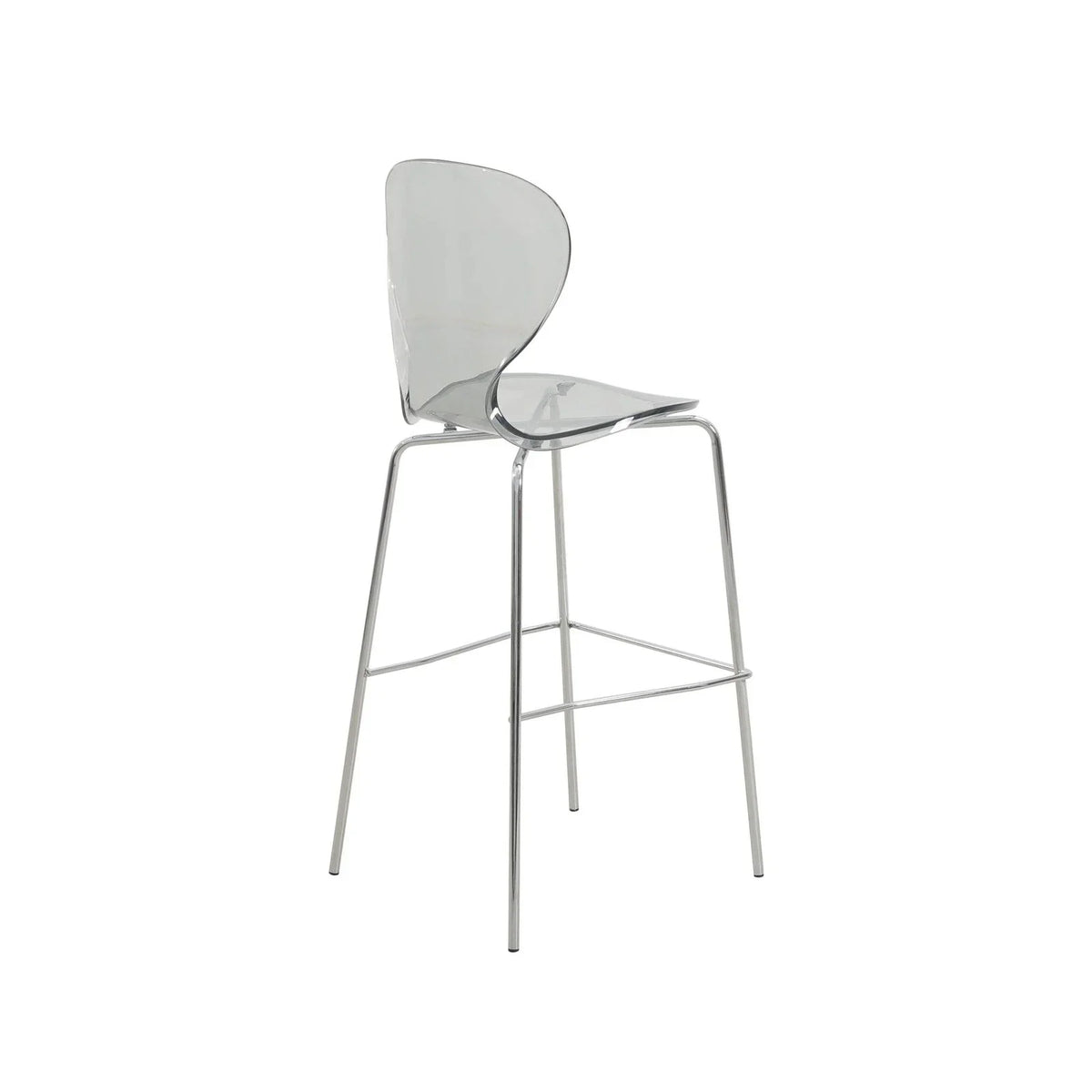 Oyster Mid-Century Modern Acrylic Barstool with Steel Frame in Chrome Finish for Kitchen and Dining Room - Elax Furniture