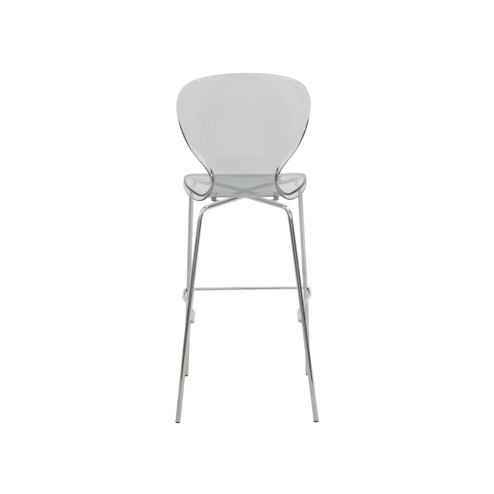 Oyster Mid-Century Modern Acrylic Barstool with Steel Frame in Chrome Finish for Kitchen and Dining Room - Elax Furniture