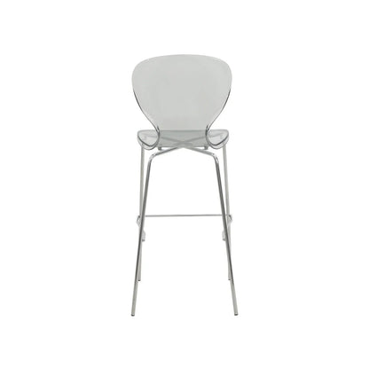 Oyster Mid-Century Modern Acrylic Barstool with Steel Frame in Chrome Finish for Kitchen and Dining Room - Elax Furniture