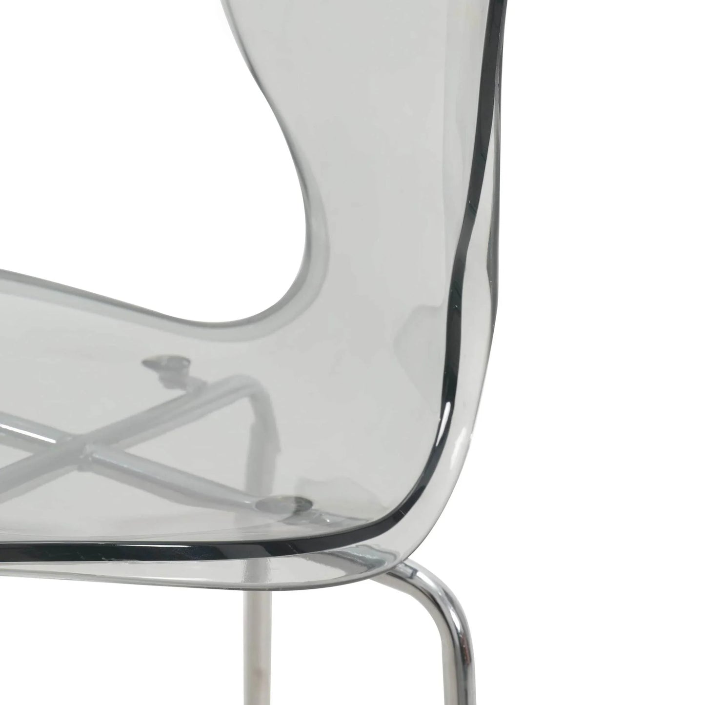Oyster Mid-Century Modern Acrylic Barstool with Steel Frame in Chrome Finish for Kitchen and Dining Room - Elax Furniture
