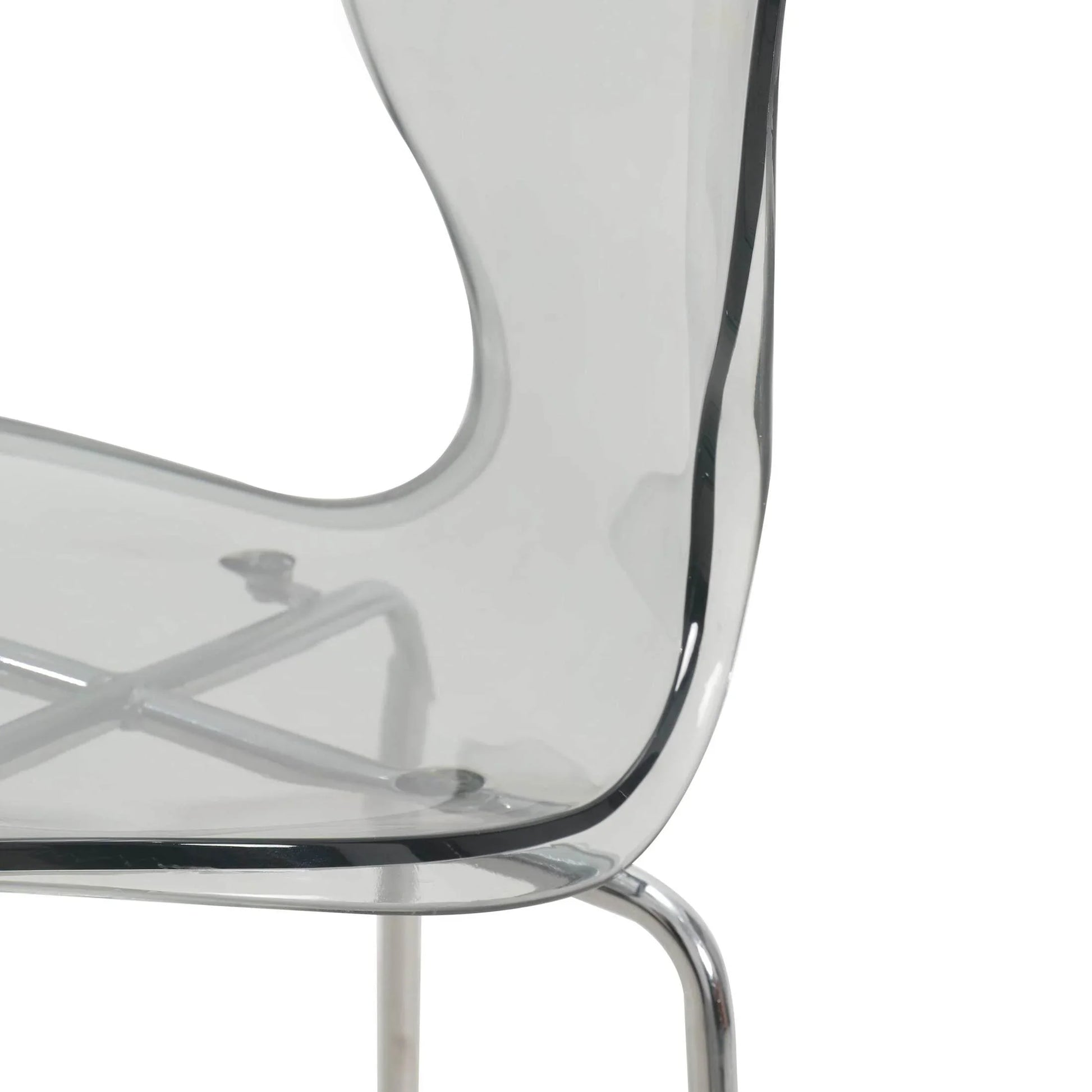 Oyster Mid-Century Modern Acrylic Barstool with Steel Frame in Chrome Finish for Kitchen and Dining Room - Elax Furniture