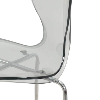 Oyster Mid-Century Modern Acrylic Barstool with Steel Frame in Chrome Finish for Kitchen and Dining Room - Elax Furniture