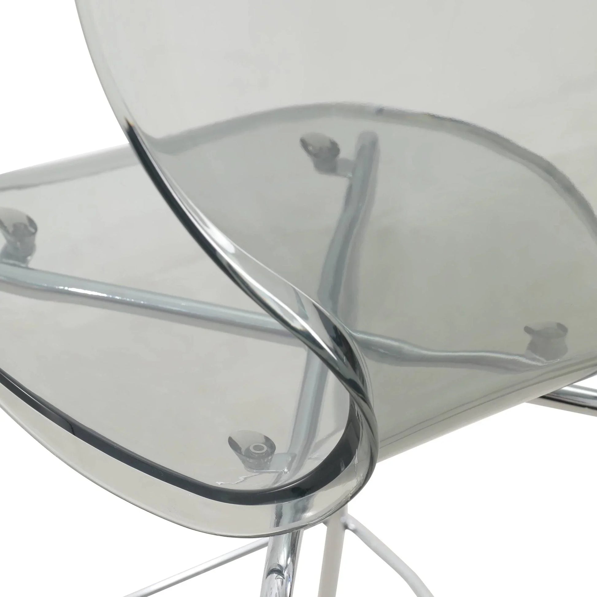 Oyster Mid-Century Modern Acrylic Barstool with Steel Frame in Chrome Finish for Kitchen and Dining Room - Elax Furniture