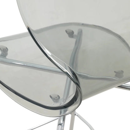 Oyster Mid-Century Modern Acrylic Barstool with Steel Frame in Chrome Finish for Kitchen and Dining Room - Elax Furniture