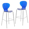 Oyster Mid-Century Modern Acrylic Barstool with Steel Frame in Chrome Finish Set of 2