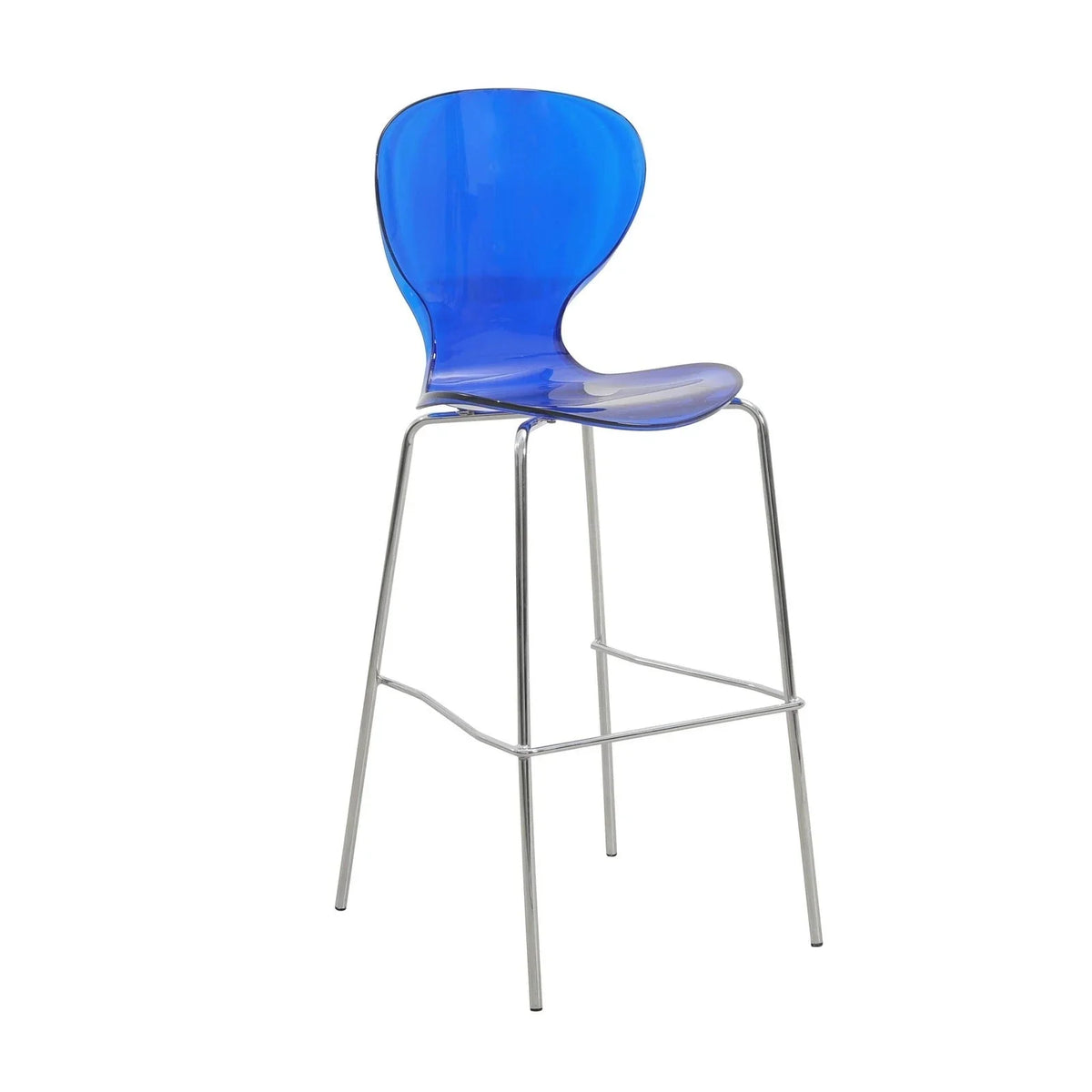 Oyster Mid-Century Modern Acrylic Barstool with Steel Frame in Chrome Finish for Kitchen and Dining Room - Elax Furniture