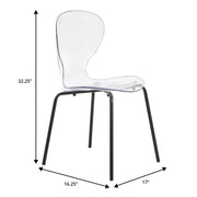 LeisureMod 5-Piece Dining Set Round Black MDF Dining Table and 4 Acrylic Dining Chairs with Chrome Legs - Elax Furniture