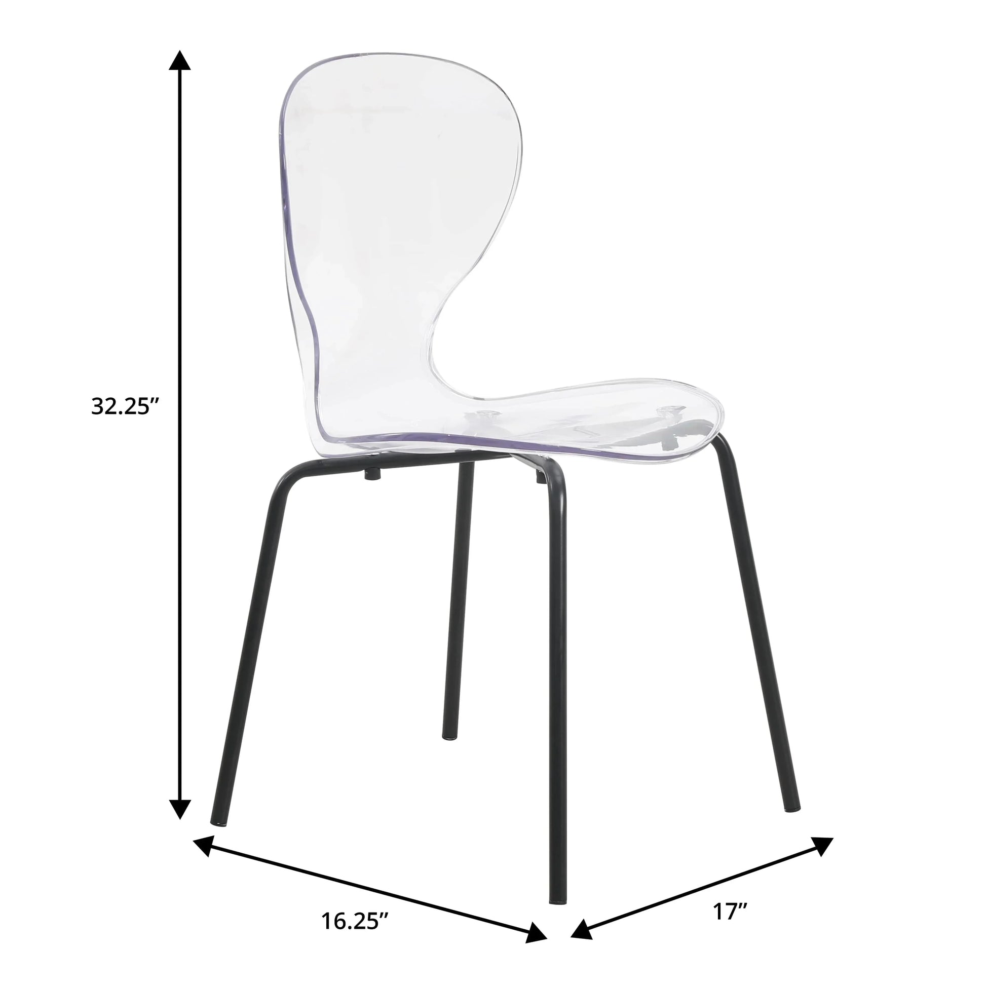 LeisureMod 5-Piece Dining Set Round Black MDF Dining Table and 4 Acrylic Dining Chairs with Chrome Legs - Elax Furniture