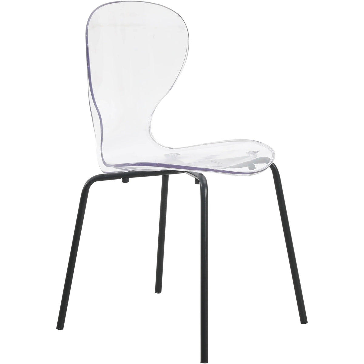 LeisureMod 5-Piece Dining Set Round Black MDF Dining Table and 4 Acrylic Dining Chairs with Chrome Legs - Elax Furniture