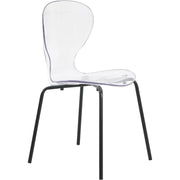 LeisureMod 5-Piece Dining Set Round Black MDF Dining Table and 4 Acrylic Dining Chairs with Chrome Legs - Elax Furniture