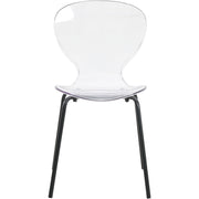 LeisureMod 5-Piece Dining Set Round Black MDF Dining Table and 4 Acrylic Dining Chairs with Chrome Legs - Elax Furniture