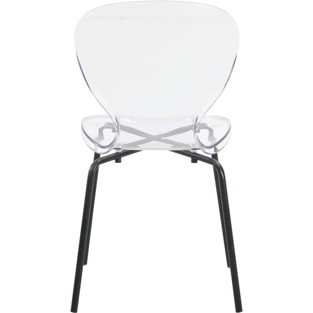LeisureMod 5-Piece Dining Set Round Black MDF Dining Table and 4 Acrylic Dining Chairs with Chrome Legs - Elax Furniture