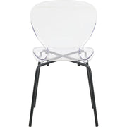 LeisureMod 5-Piece Dining Set Round Black MDF Dining Table and 4 Acrylic Dining Chairs with Chrome Legs - Elax Furniture