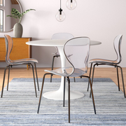 Oyster Modern Stackable Dining Side Chair with Chrome/White/Black Stainless Steel Legs Black Clear Dining Chair Leisuremod