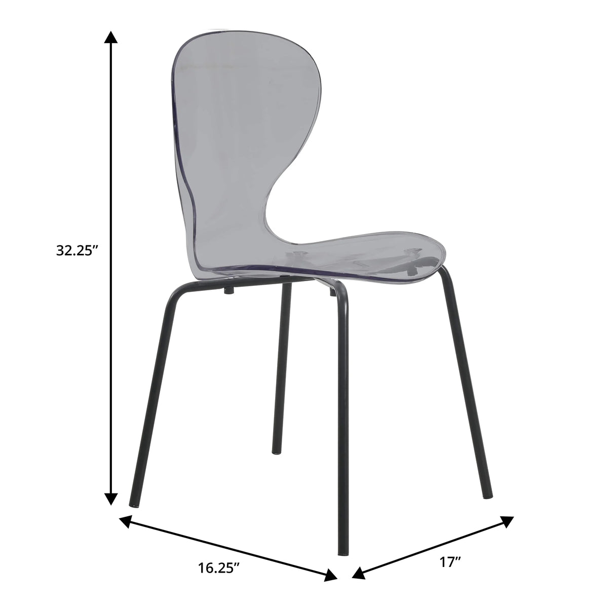 LeisureMod 5-Piece Dining Set Round Black MDF Dining Table and 4 Acrylic Dining Chairs with Chrome Legs - Elax Furniture