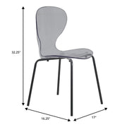 LeisureMod 5-Piece Dining Set Round Black MDF Dining Table and 4 Acrylic Dining Chairs with Chrome Legs - Elax Furniture
