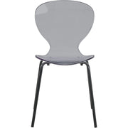 LeisureMod 5-Piece Dining Set Round Black MDF Dining Table and 4 Acrylic Dining Chairs with Chrome Legs - Elax Furniture