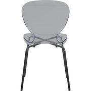 LeisureMod 5-Piece Dining Set Round Black MDF Dining Table and 4 Acrylic Dining Chairs with Chrome Legs - Elax Furniture