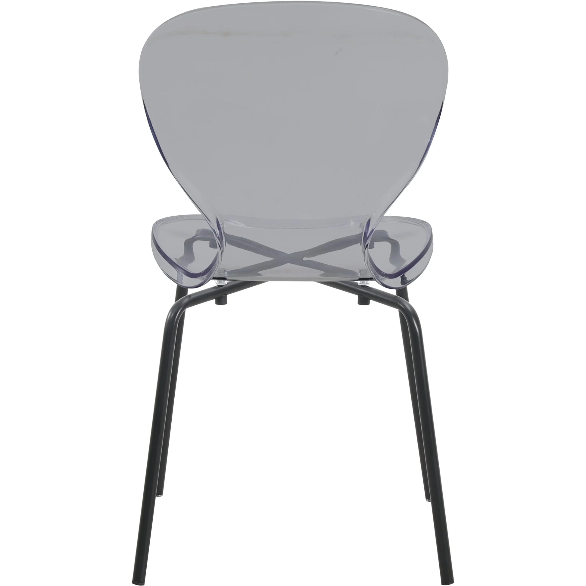 LeisureMod 5-Piece Dining Set Round Black MDF Dining Table and 4 Acrylic Dining Chairs with Chrome Legs - Elax Furniture