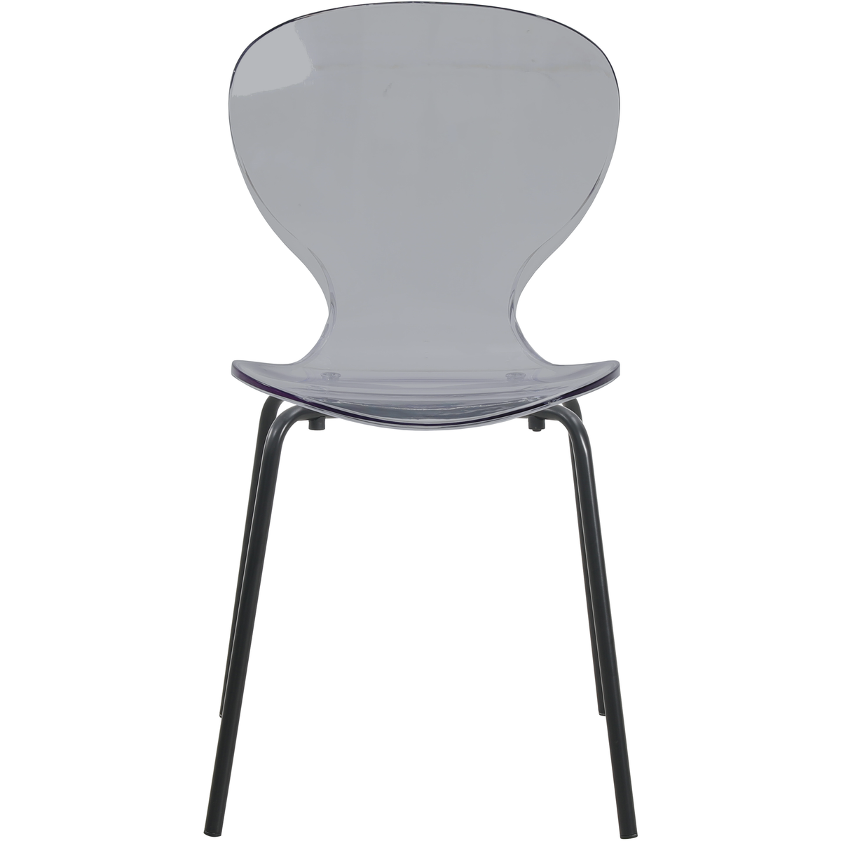 Oyster Modern Stackable Dining Side Chair with Chrome/White/Black Stainless Steel Legs Black Transparent Black Dining Chair Leisuremod