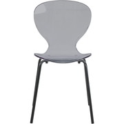 Oyster Modern Stackable Dining Side Chair with Chrome/White/Black Stainless Steel Legs Black Transparent Black Dining Chair Leisuremod