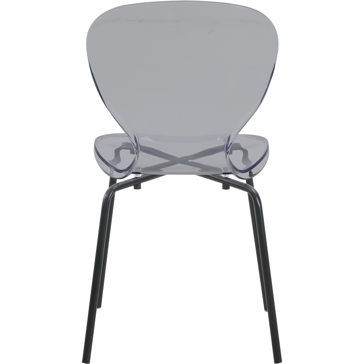 Oyster Modern Stackable Dining Side Chair with Chrome/White/Black Stainless Steel Legs Black Transparent Black Dining Chair Leisuremod