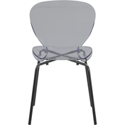 Oyster Modern Stackable Dining Side Chair with Chrome/White/Black Stainless Steel Legs Black Transparent Black Dining Chair Leisuremod