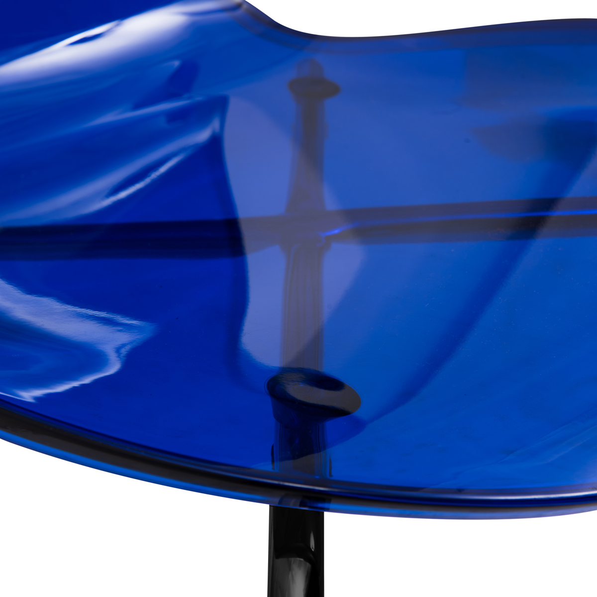 Oyster Modern Stackable Dining Side Chair with Chrome/White/Black Stainless Steel Legs Black Transparent Blue Dining Chair Leisuremod