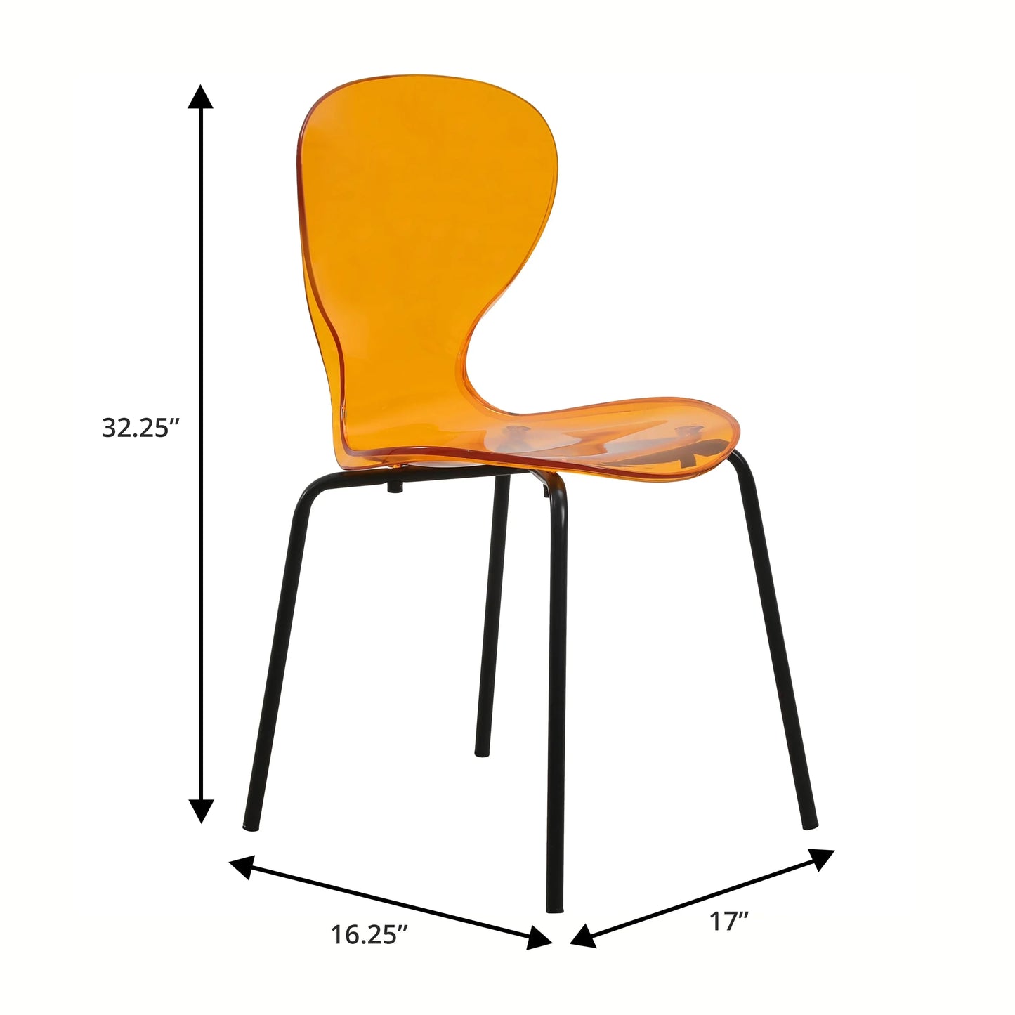 LeisureMod 5-Piece Dining Set Round Black MDF Dining Table and 4 Acrylic Dining Chairs with Chrome Legs - Elax Furniture