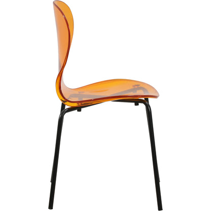 LeisureMod 5-Piece Dining Set Round Black MDF Dining Table and 4 Acrylic Dining Chairs with Chrome Legs - Elax Furniture