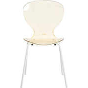 LeisureMod 5-Piece Dining Set Round White MDF Dining Table and 4 Acrylic Dining Chairs with White Base - Elax Furniture