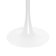 LeisureMod 5-Piece Dining Set Round White MDF Dining Table and 4 Acrylic Dining Chairs with White Base - Elax Furniture
