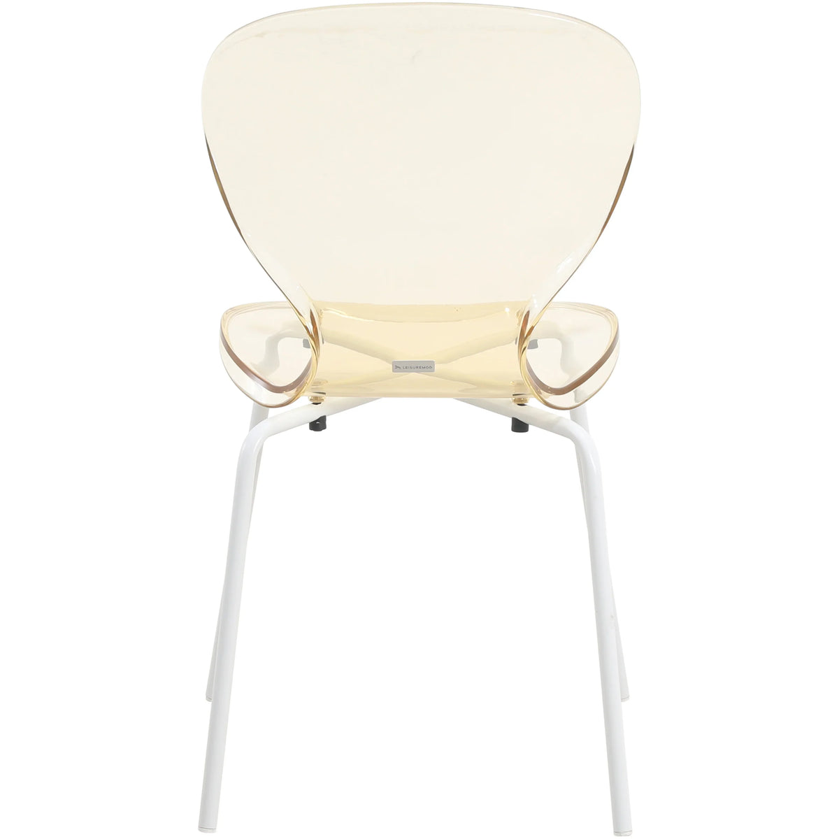 LeisureMod 5-Piece Dining Set Round White MDF Dining Table and 4 Acrylic Dining Chairs with White Base - Elax Furniture