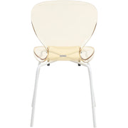LeisureMod 5-Piece Dining Set Round White MDF Dining Table and 4 Acrylic Dining Chairs with White Base - Elax Furniture