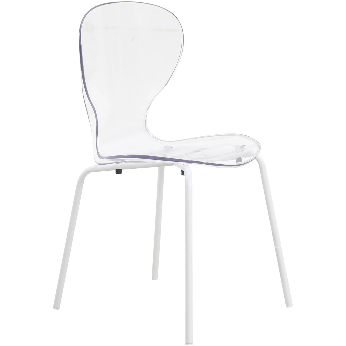 LeisureMod 5-Piece Dining Set Round White MDF Dining Table and 4 Acrylic Dining Chairs with White Base - Elax Furniture