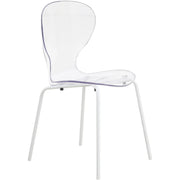 LeisureMod 5-Piece Dining Set Round White MDF Dining Table and 4 Acrylic Dining Chairs with White Base - Elax Furniture