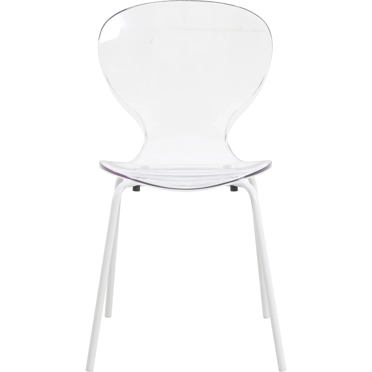 LeisureMod 5-Piece Dining Set Round White MDF Dining Table and 4 Acrylic Dining Chairs with White Base - Elax Furniture