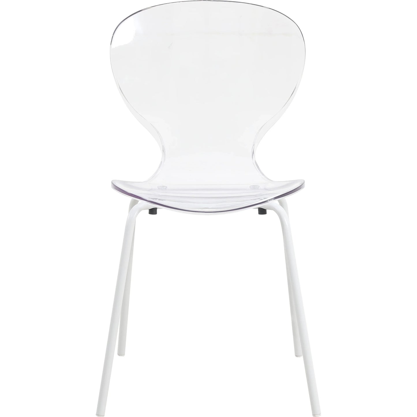 LeisureMod 5-Piece Dining Set Round White MDF Dining Table and 4 Acrylic Dining Chairs with White Base - Elax Furniture