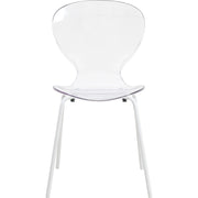 LeisureMod 5-Piece Dining Set Round White MDF Dining Table and 4 Acrylic Dining Chairs with White Base - Elax Furniture