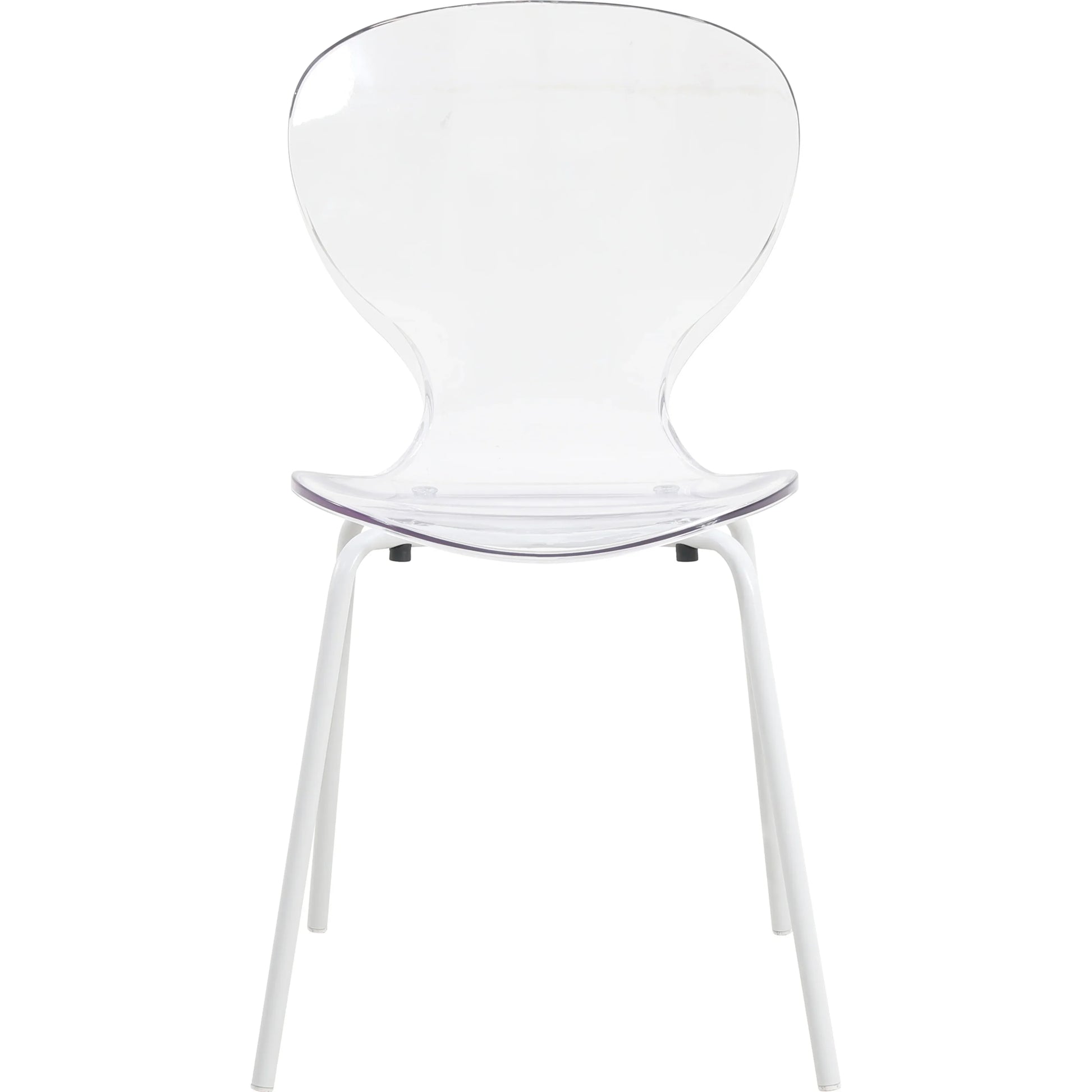 LeisureMod 5-Piece Dining Set Round White MDF Dining Table and 4 Acrylic Dining Chairs with White Base - Elax Furniture