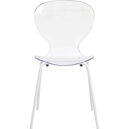 LeisureMod 5-Piece Dining Set Round White MDF Dining Table and 4 Acrylic Dining Chairs with White Base - Elax Furniture