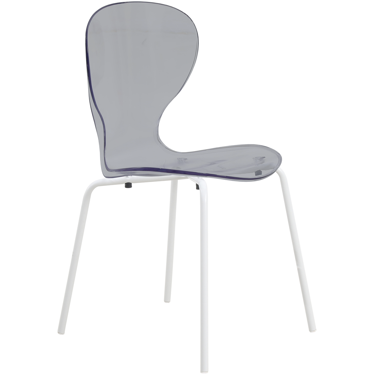 Oyster Modern Stackable Dining Side Chair with Chrome/White/Black Stainless Steel Legs White Transparent Black Dining Chair Leisuremod
