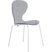 Oyster Modern Stackable Dining Side Chair with Chrome/White/Black Stainless Steel Legs White Transparent Black Dining Chair Leisuremod