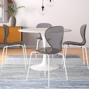 Oyster Modern Stackable Dining Side Chair with Chrome/White/Black Stainless Steel Legs White Transparent Black Dining Chair Leisuremod