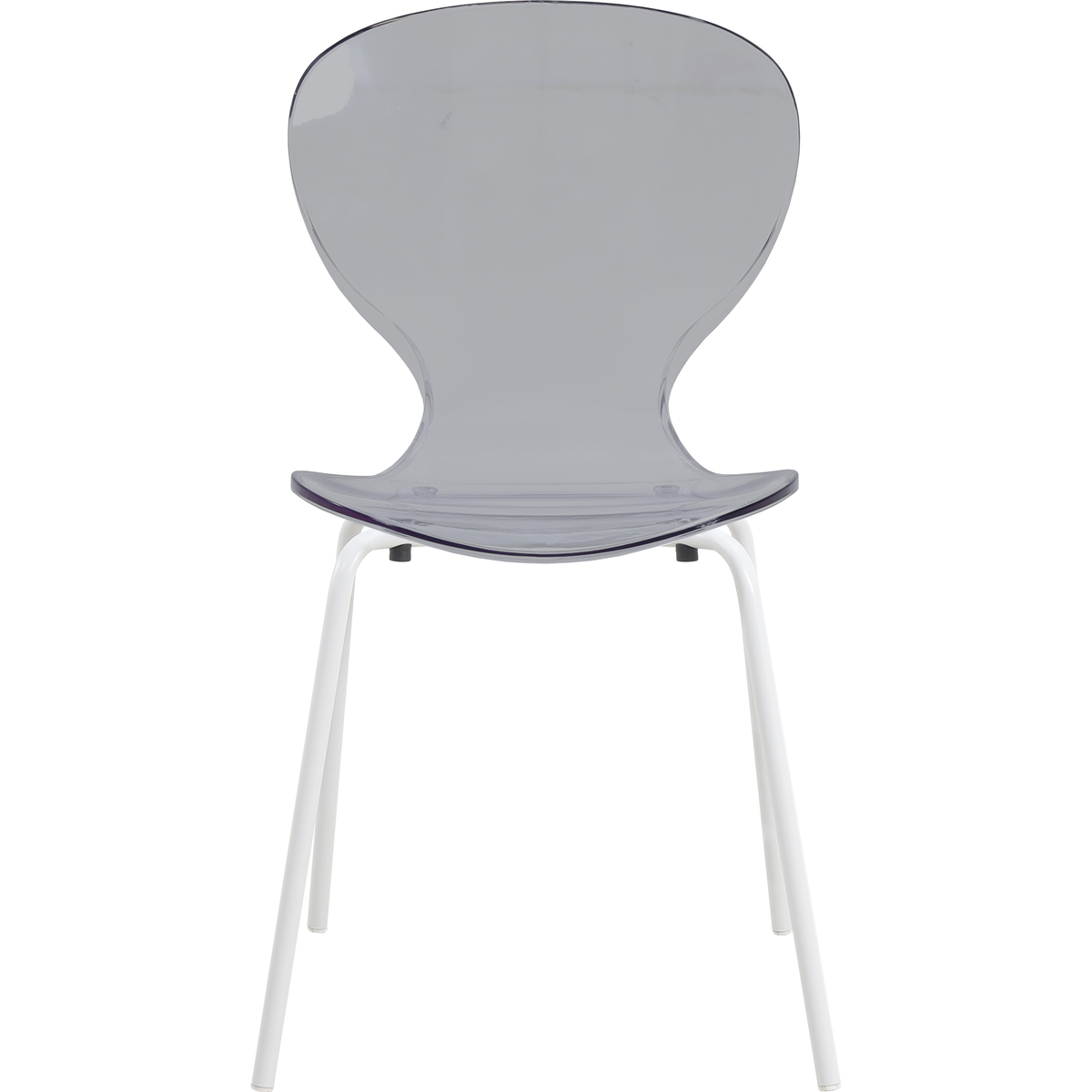 Oyster Modern Stackable Dining Side Chair with Chrome/White/Black Stainless Steel Legs White Transparent Black Dining Chair Leisuremod